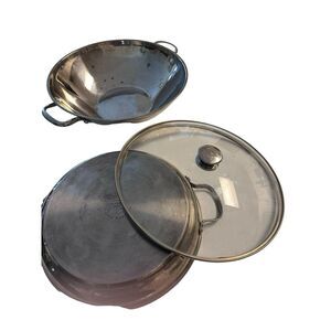 Wolfgang Puck Bistro 13 in. Braising Pan And 14in. Wok With Cover 18-10 Stainles